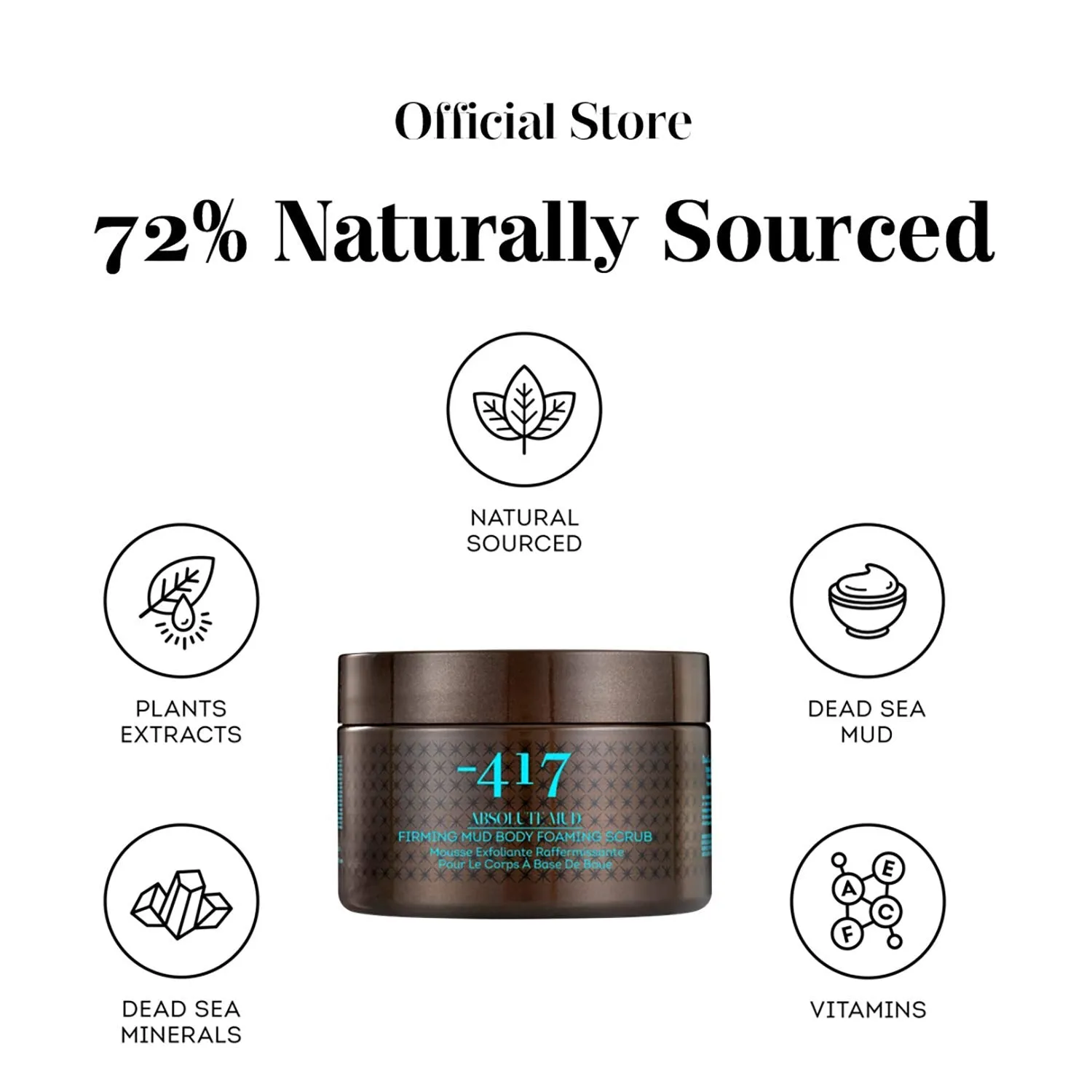 -417 Cosmetics Firming Mud Body Foaming Scrub for Deep Cleansing & Skin Rejuvenation Dead Sea Minerals 11.64 oz.