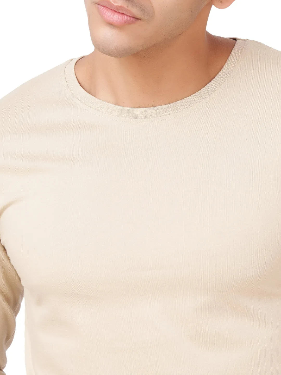 100 % Cotton Round Neck Solid Regular Full Sleeve T-Shirt