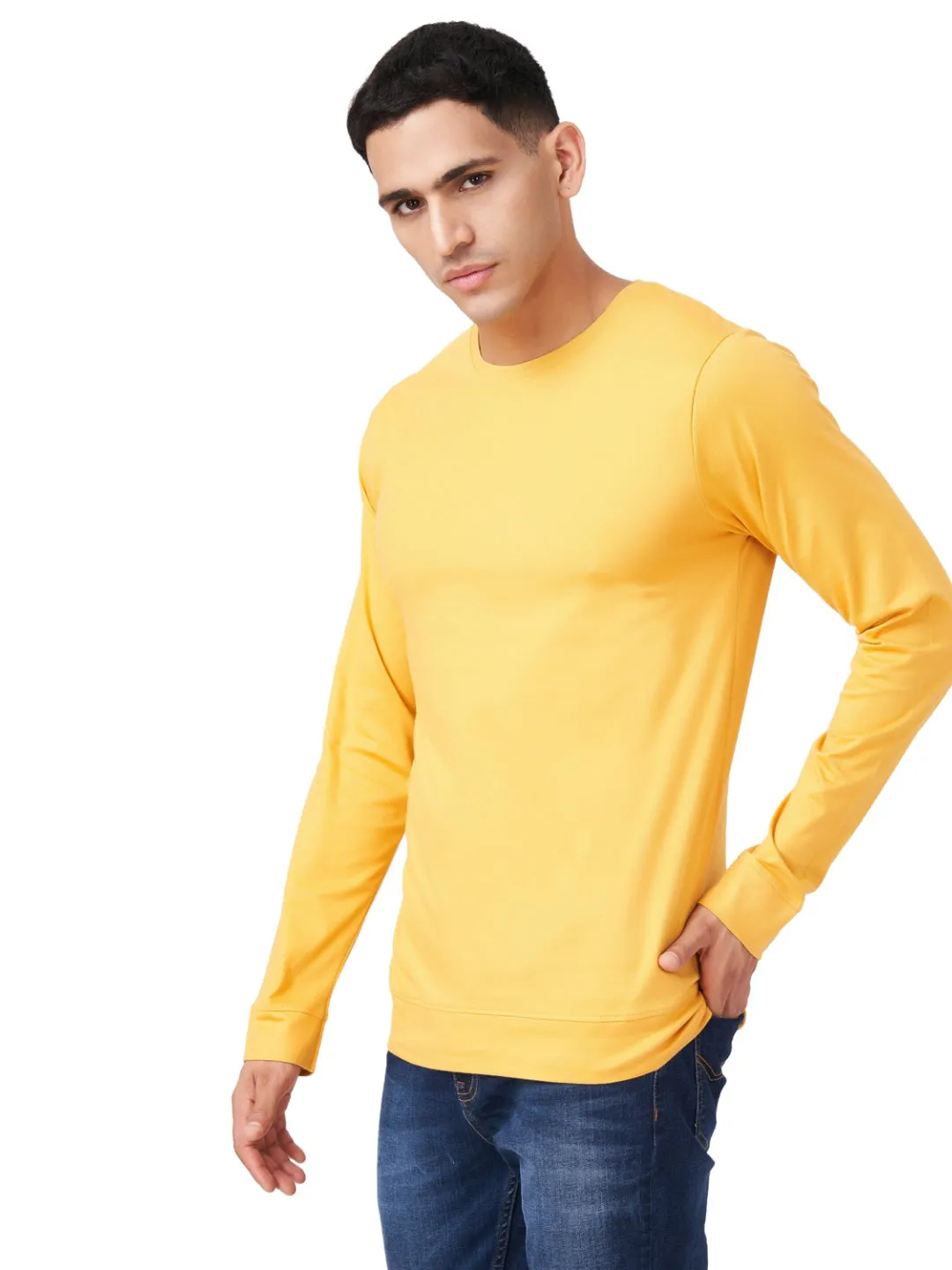 100 % Cotton Round Neck Solid Regular Full Sleeve T-Shirt