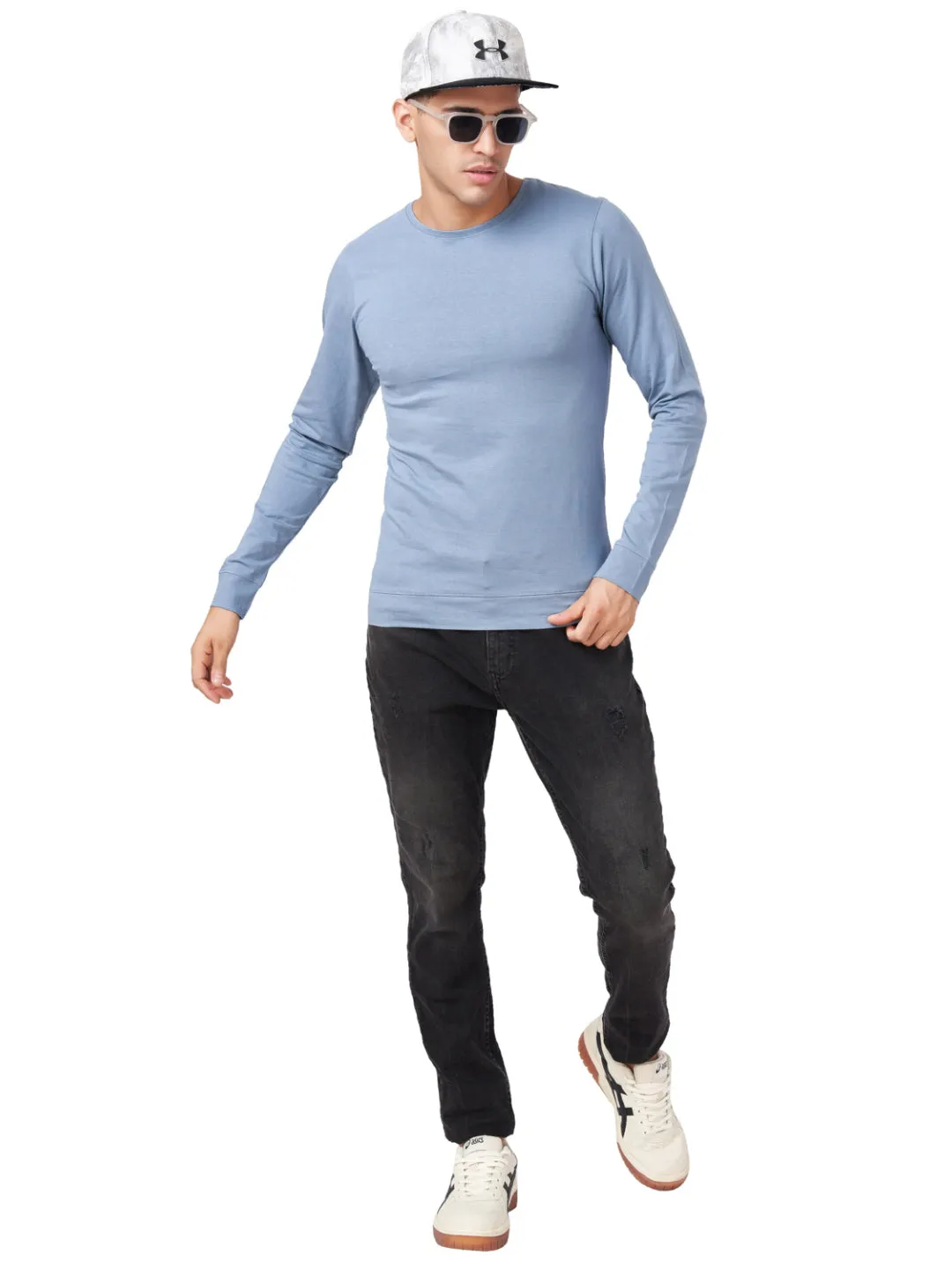 100 % Cotton Round Neck Solid Regular Full Sleeve T-Shirt