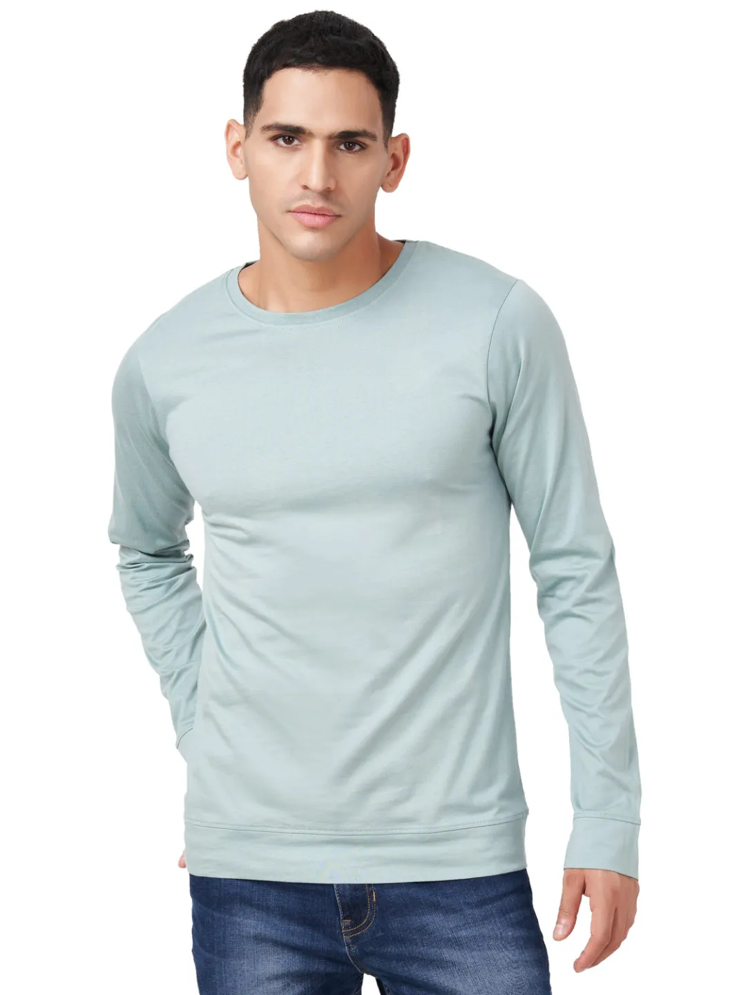 100 % Cotton Round Neck Solid Regular Full Sleeve T-Shirt