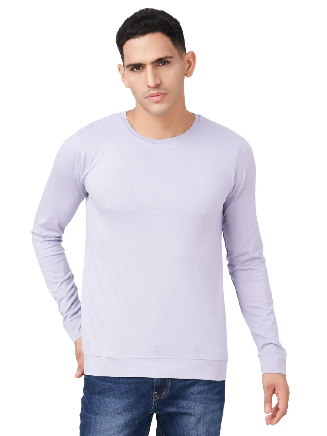 100 % Cotton Round Neck Solid Regular Full Sleeve T-Shirt