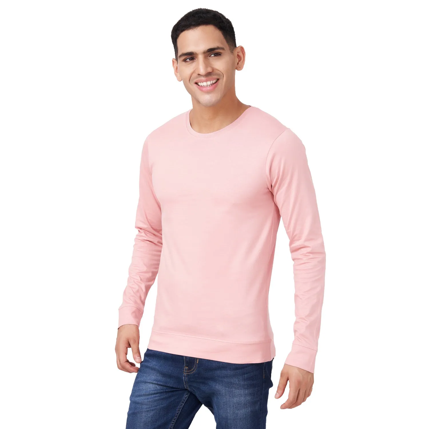 100 % Cotton Round Neck Solid Regular Full Sleeve T-Shirt