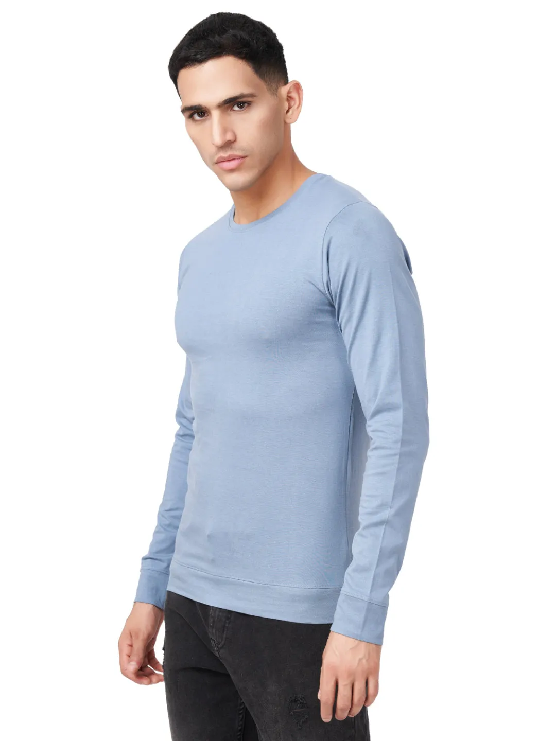 100 % Cotton Round Neck Solid Regular Full Sleeve T-Shirt