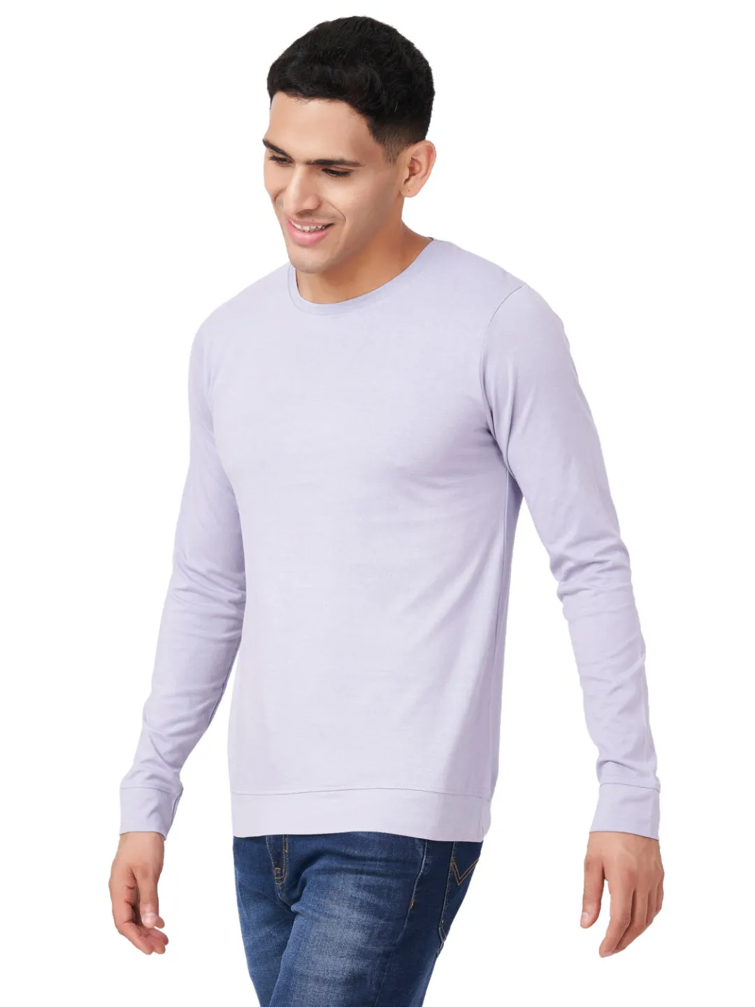 100 % Cotton Round Neck Solid Regular Full Sleeve T-Shirt