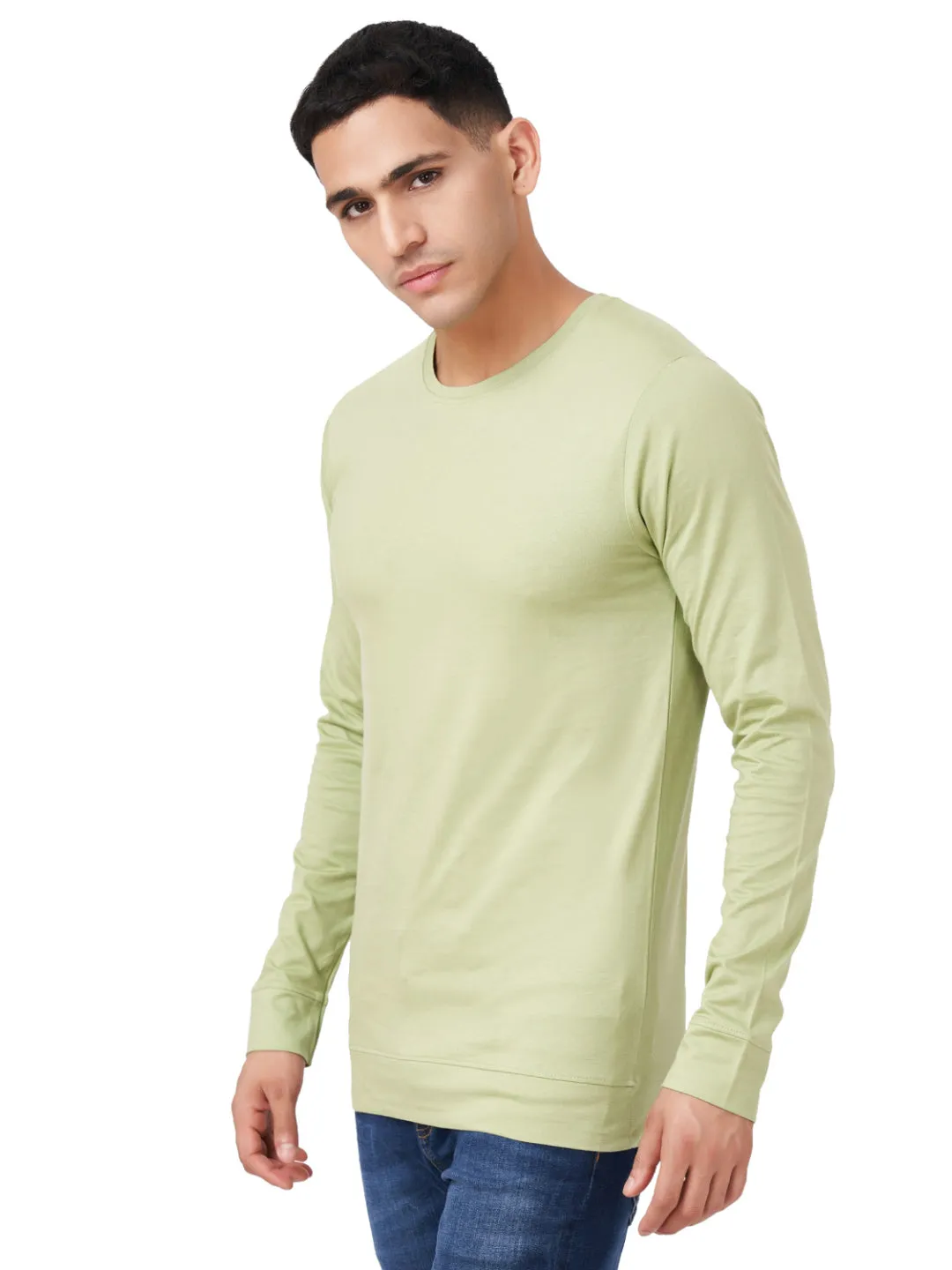 100 % Cotton Round Neck Solid Regular Full Sleeve T-Shirt