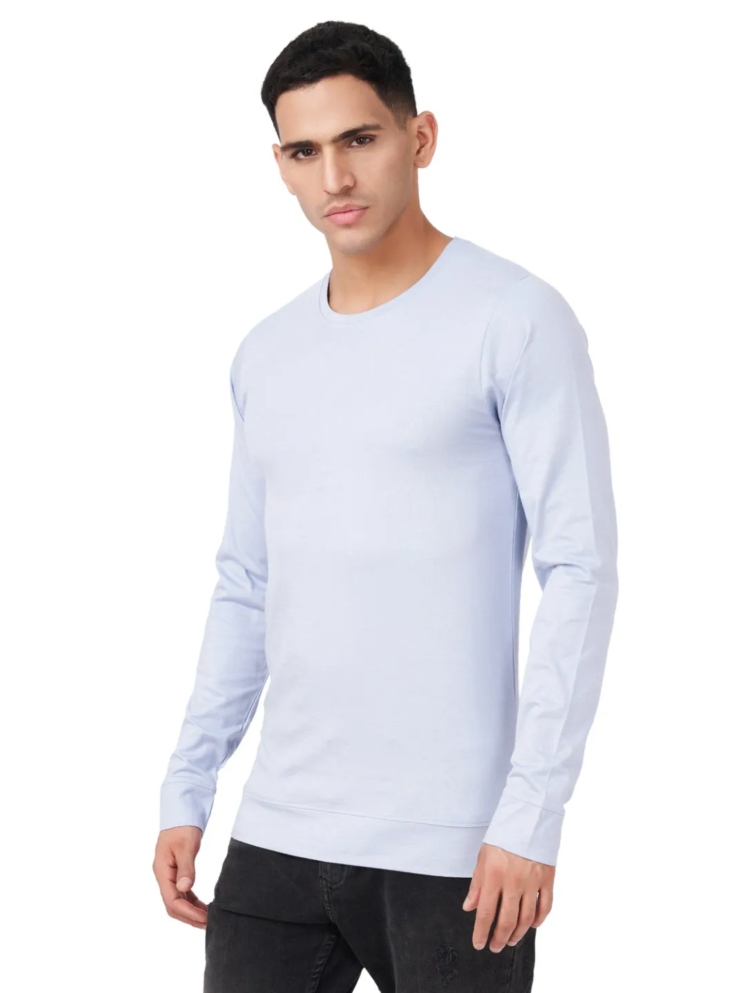 100 % Cotton Round Neck Solid Regular Full Sleeve T-Shirt