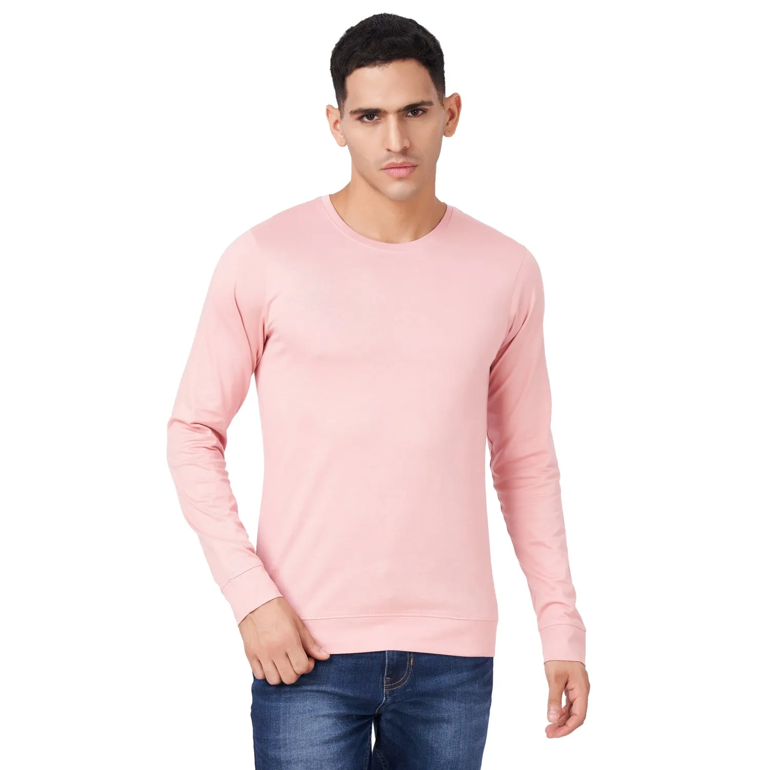 100 % Cotton Round Neck Solid Regular Full Sleeve T-Shirt