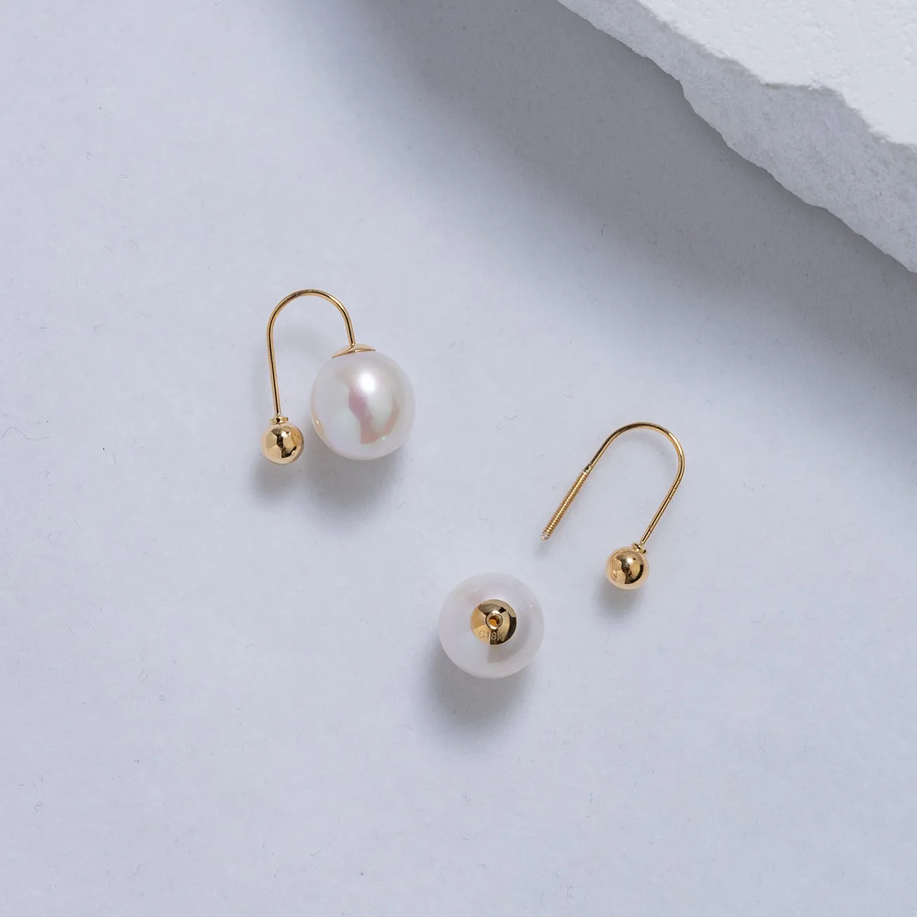 18K Solid Gold Freshwater Pearl Earrings KE00124 | Possibility