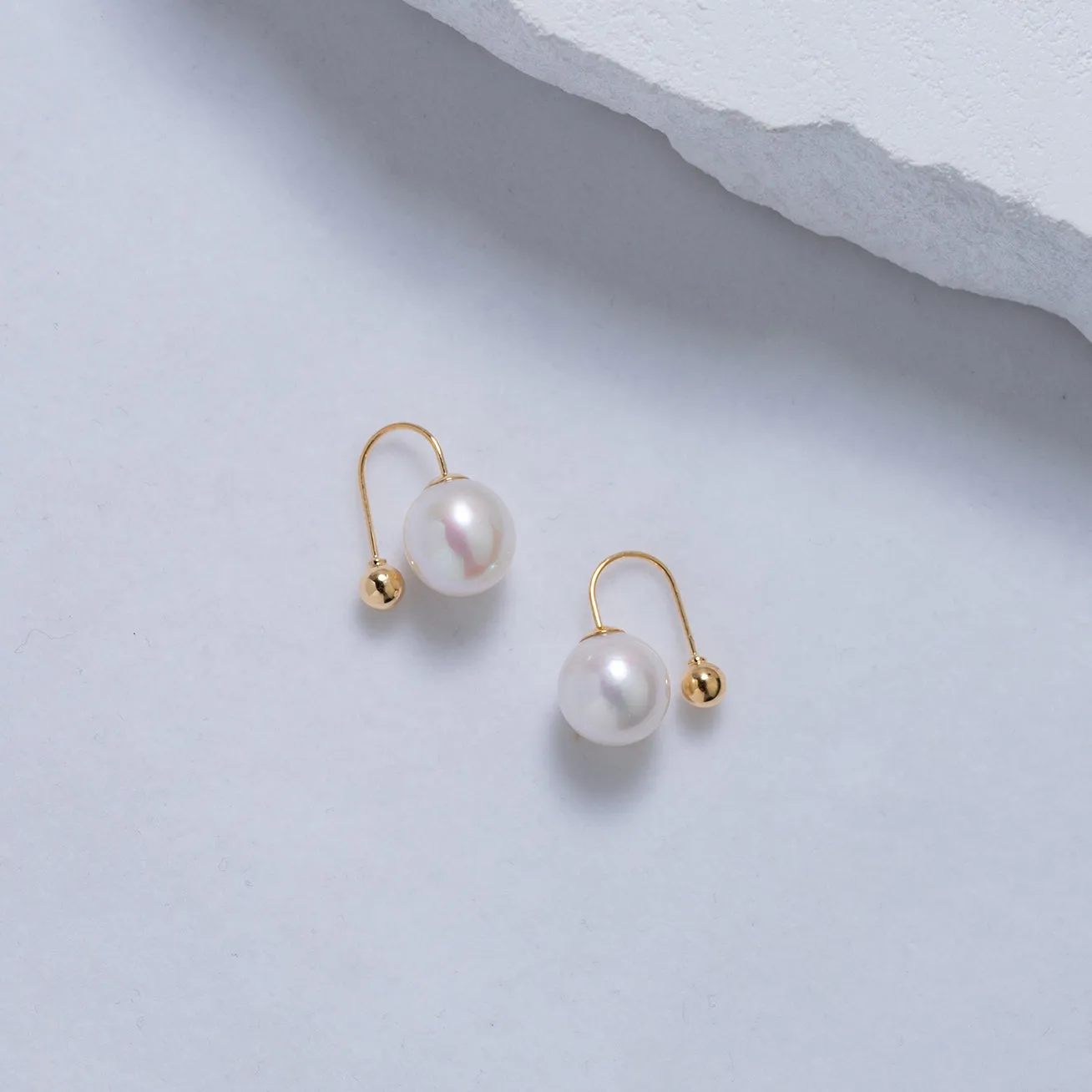 18K Solid Gold Freshwater Pearl Earrings KE00124 | Possibility