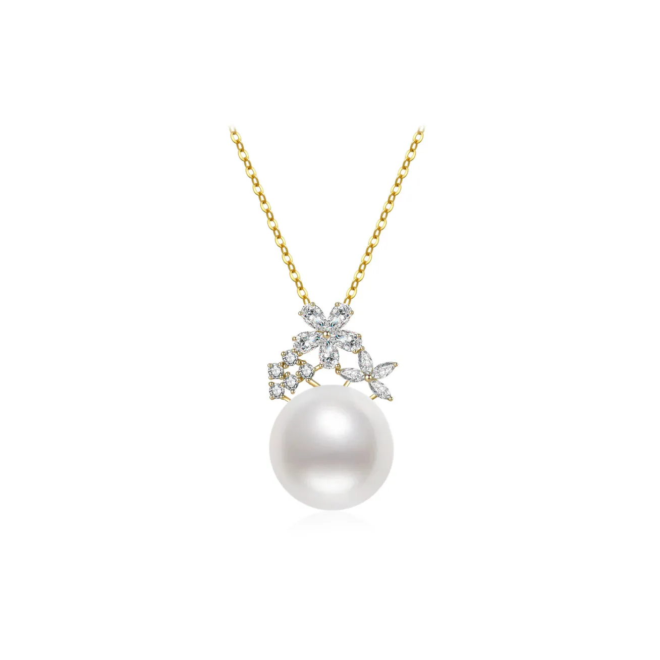 18K Solid Gold Saltwater Pearl Necklace KN00104