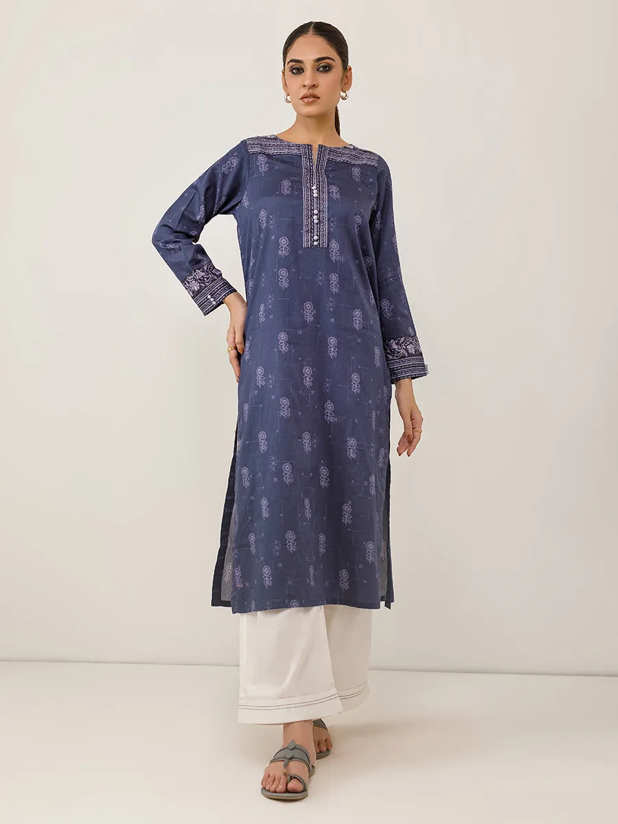 1pc - Stitched Basic Printed Cotton Silk Shirt