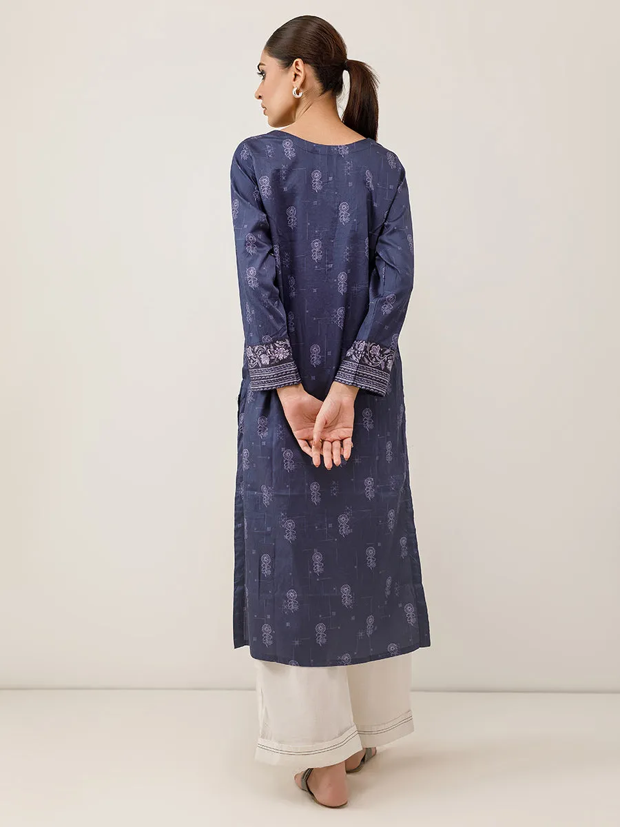 1pc - Stitched Basic Printed Cotton Silk Shirt