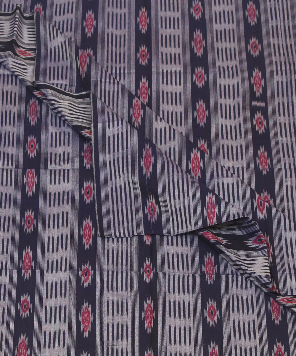 2.4 m navy blue grey handwoven cotton nuapatna kurta material