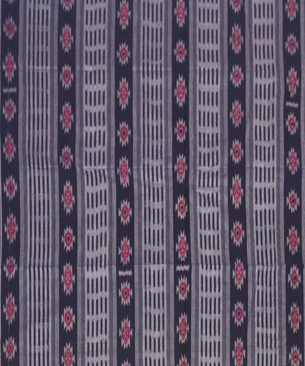 2.4 m navy blue grey handwoven cotton nuapatna kurta material