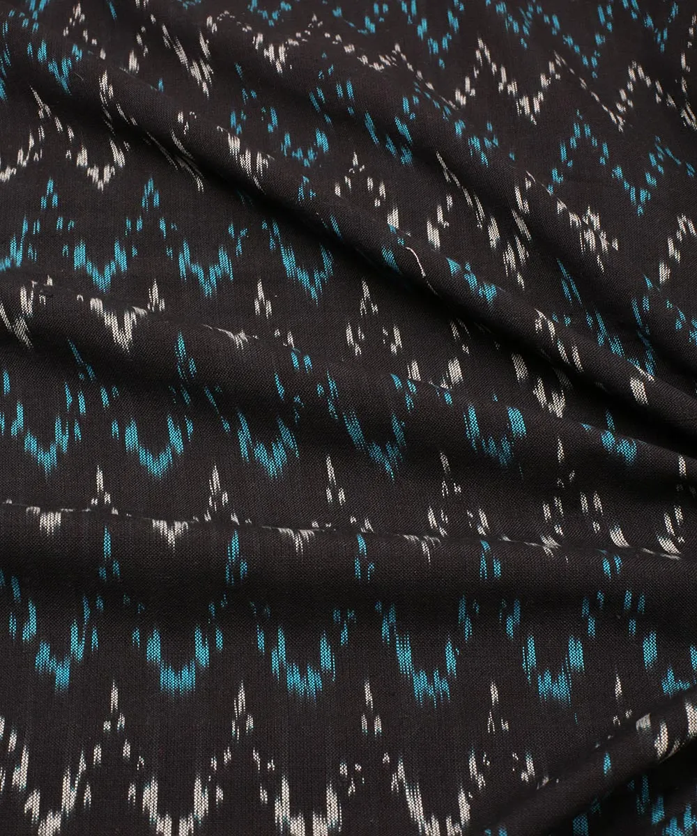 2.5 m Black blue cotton handloom pochampally ikat fabric