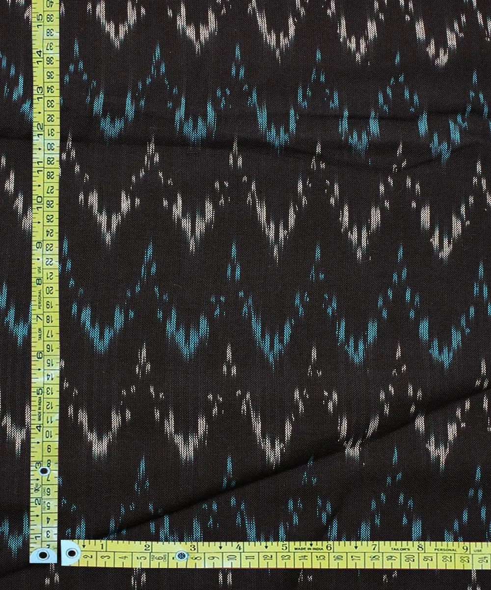 2.5 m Black blue cotton handloom pochampally ikat fabric