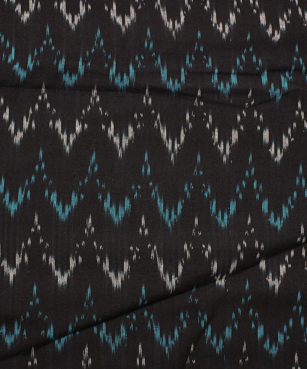 2.5 m Black blue cotton handloom pochampally ikat fabric