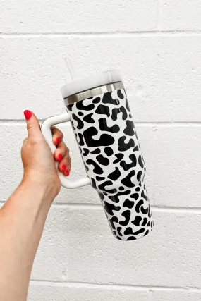 40oz Tumbler, Black/White Animal