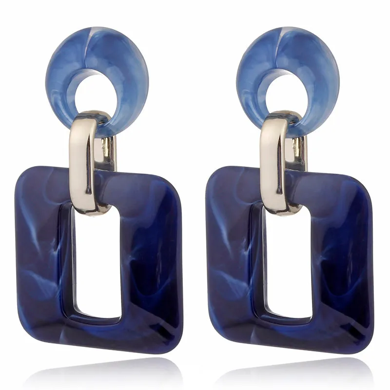 Acrylic Hollow Geometric Drop Dangle Earrings - 2 Colors