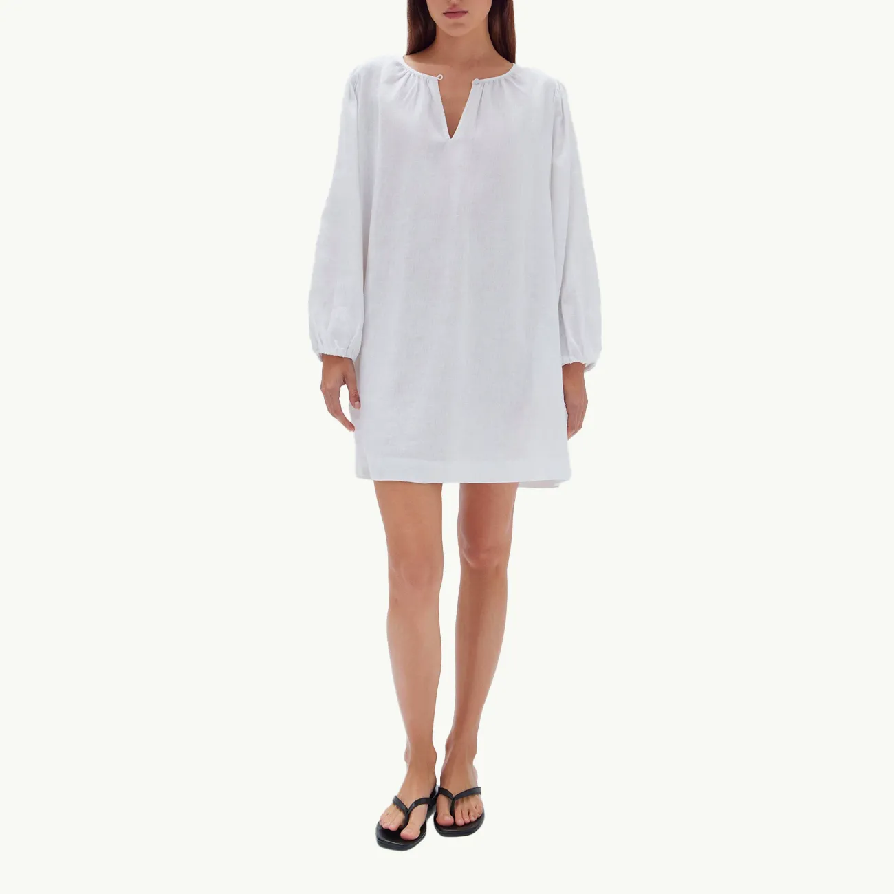 Allie Linen Mini Dress - White