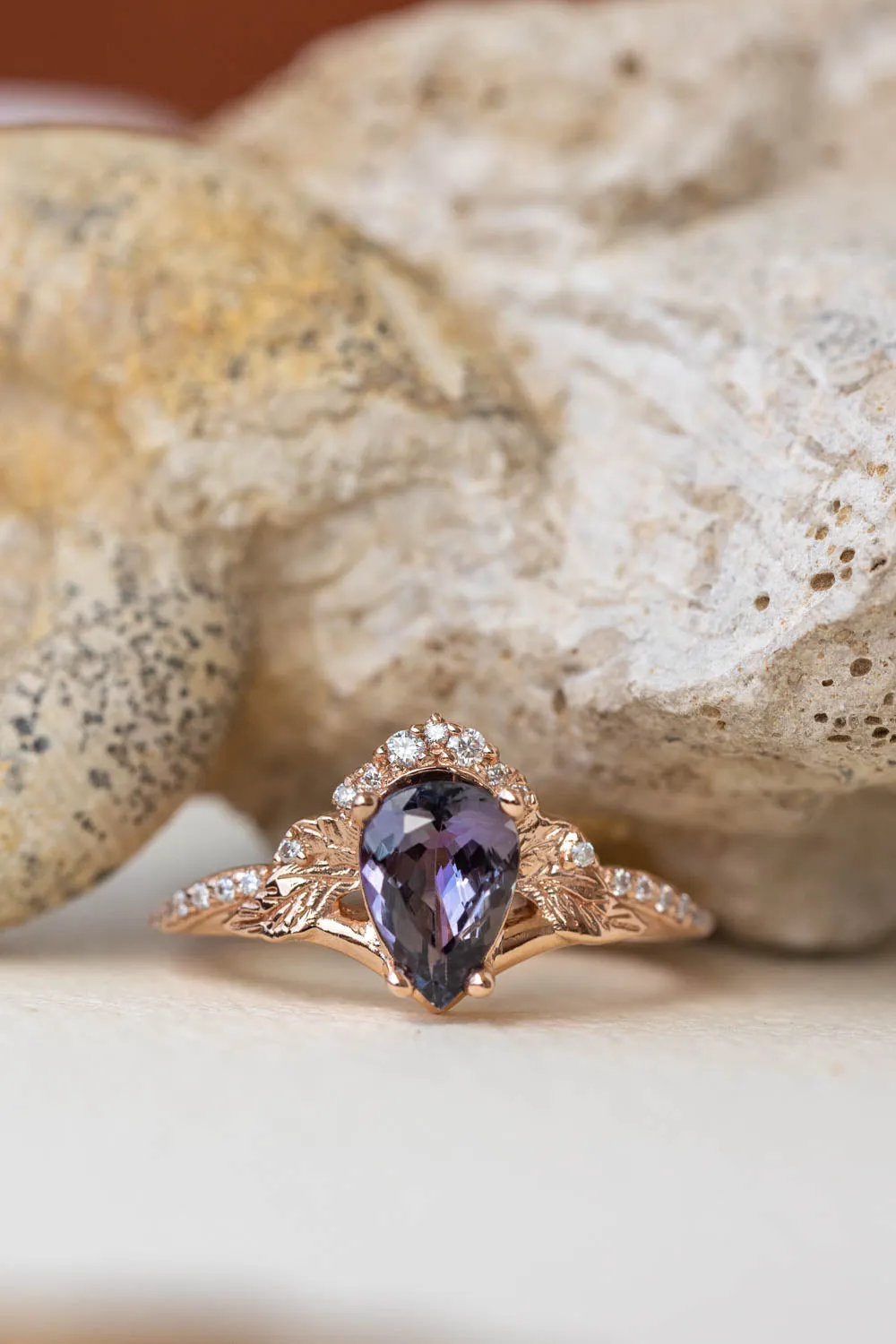 Amelia | custom engagement ring setting, pear gemstone 9x6 mm