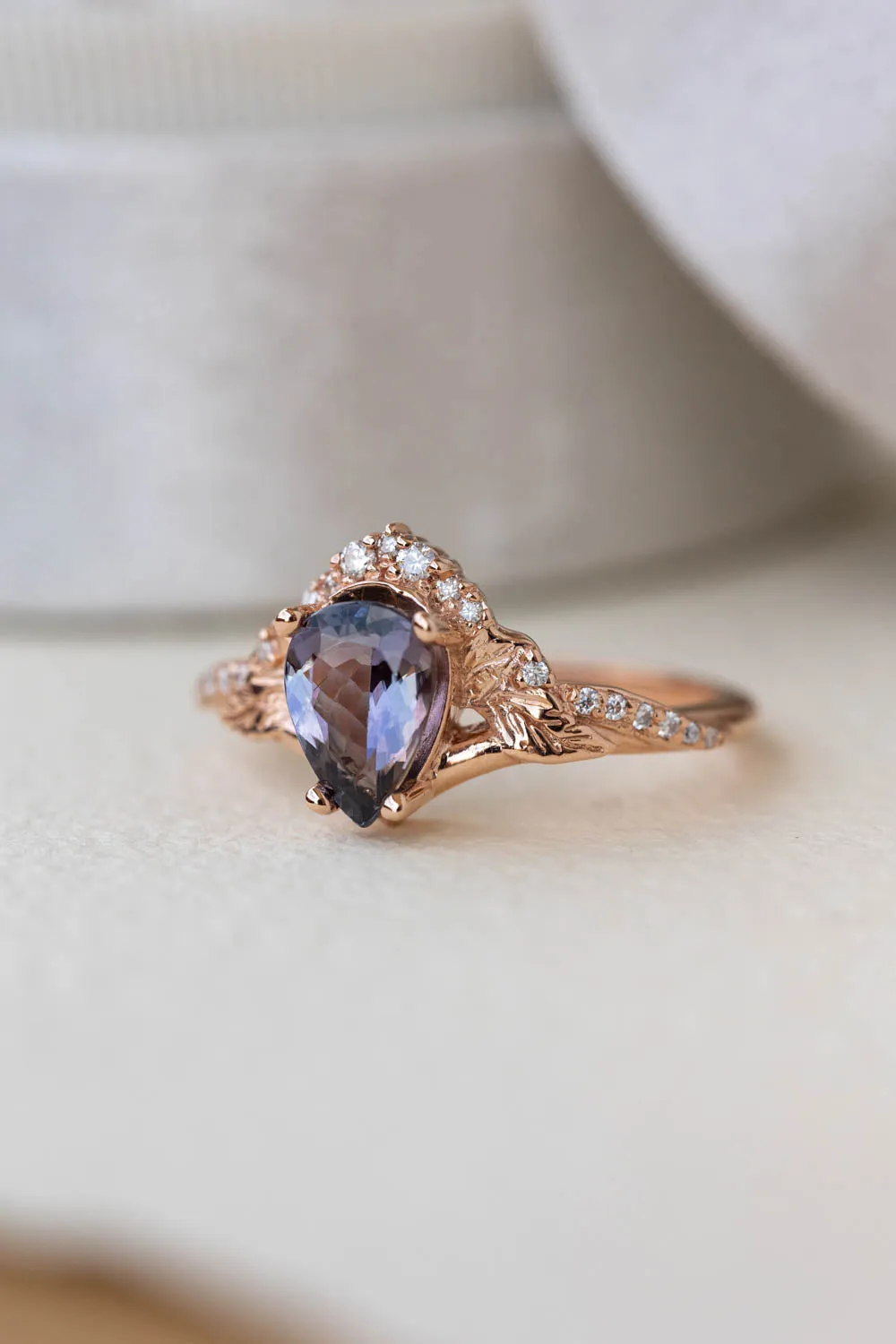 Amelia | custom engagement ring setting, pear gemstone 9x6 mm