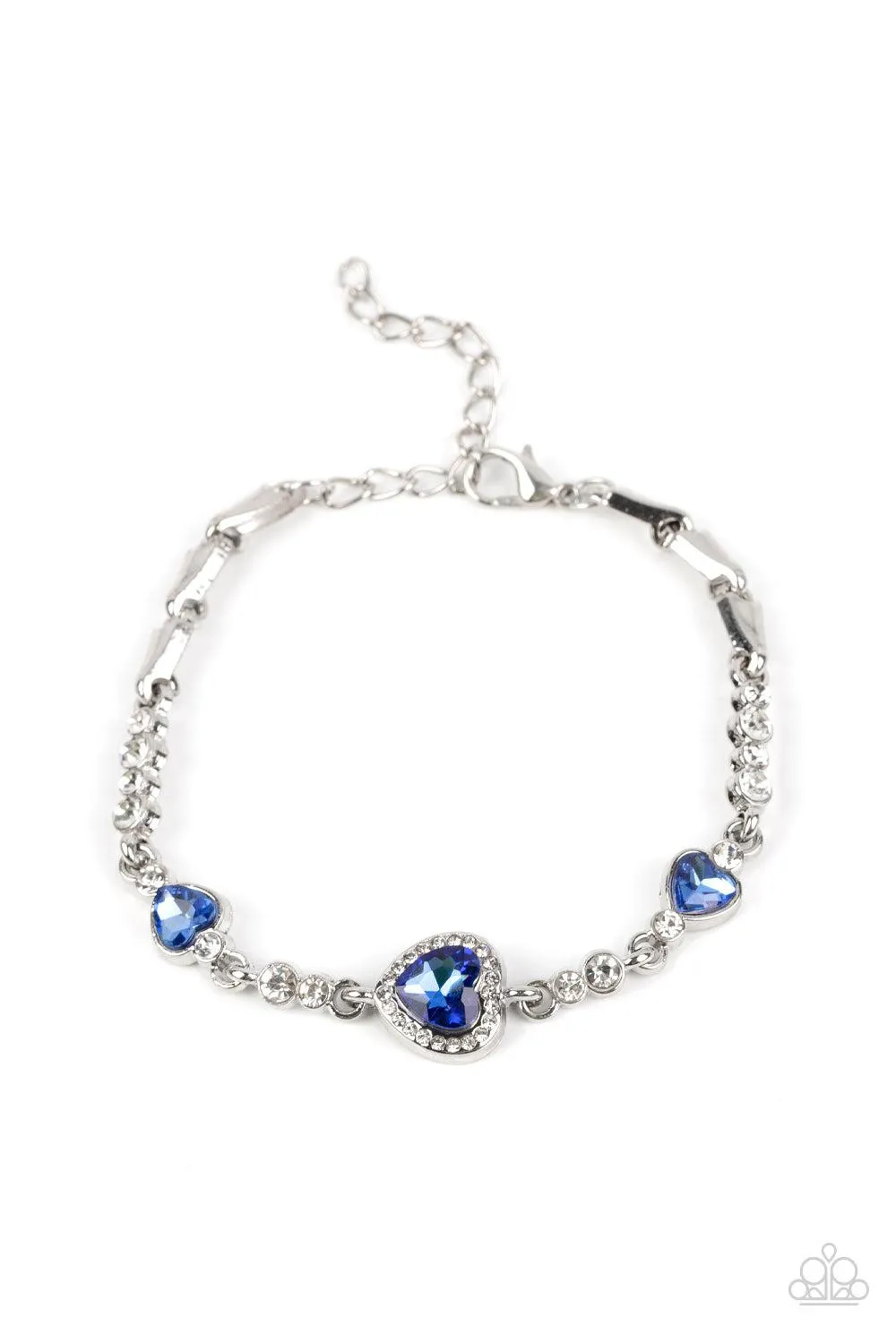 Amor Actually Blue Rhinestone Heart Bracelet - Paparazzi Accessories