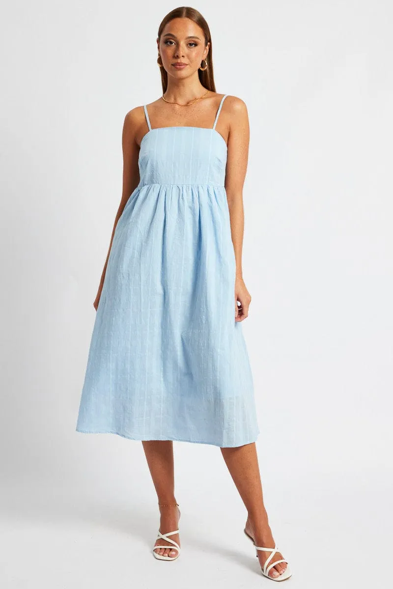 Blue Midi Dress Sleeveless