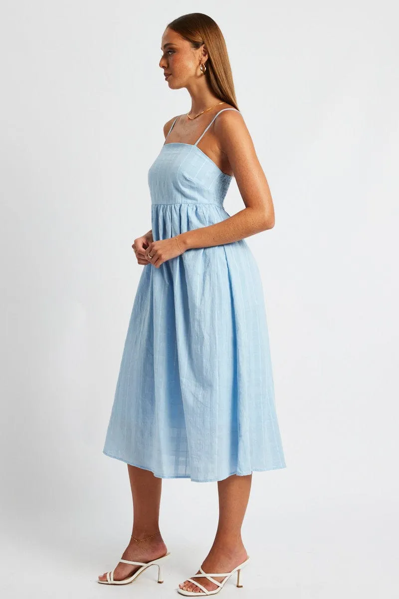 Blue Midi Dress Sleeveless