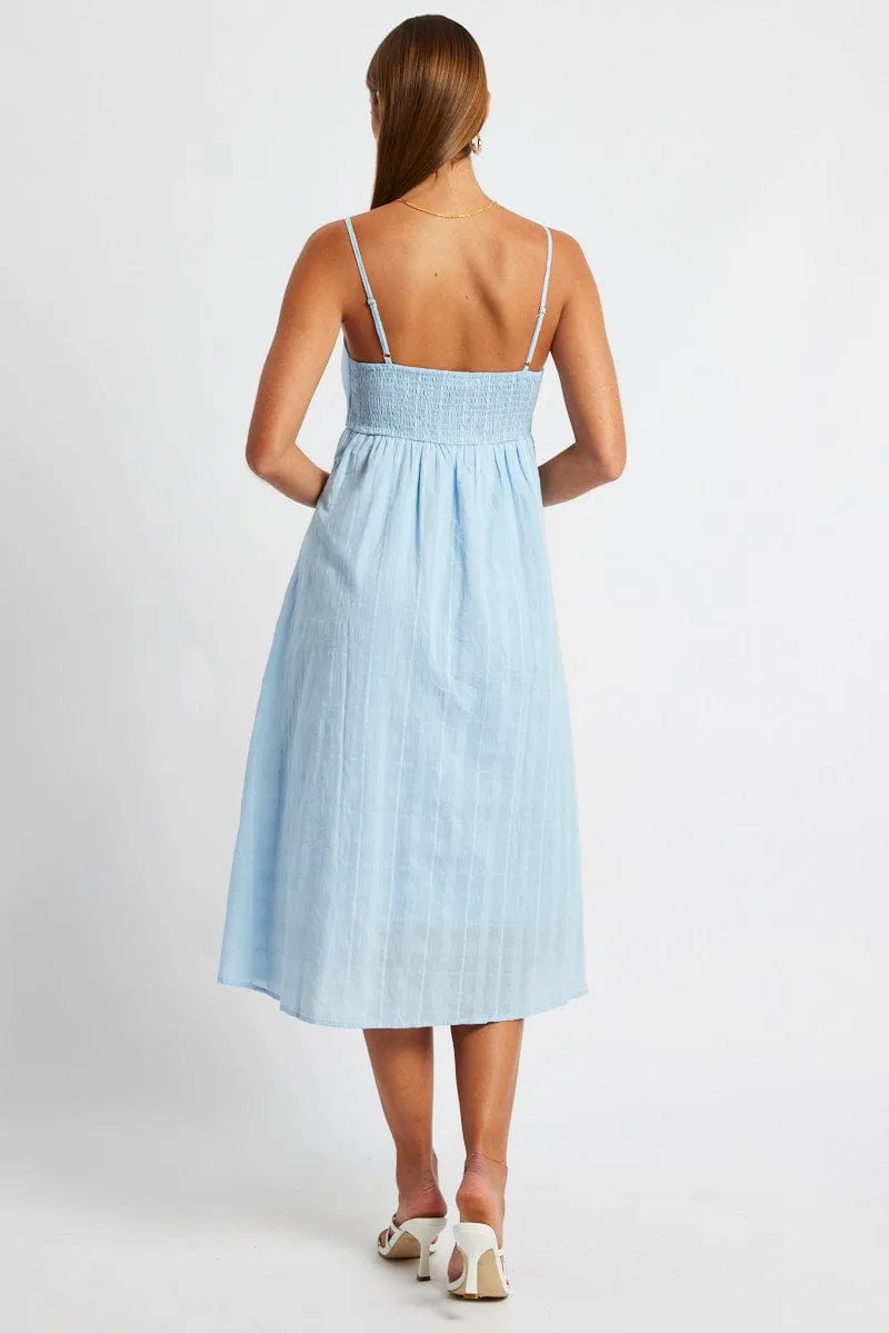 Blue Midi Dress Sleeveless