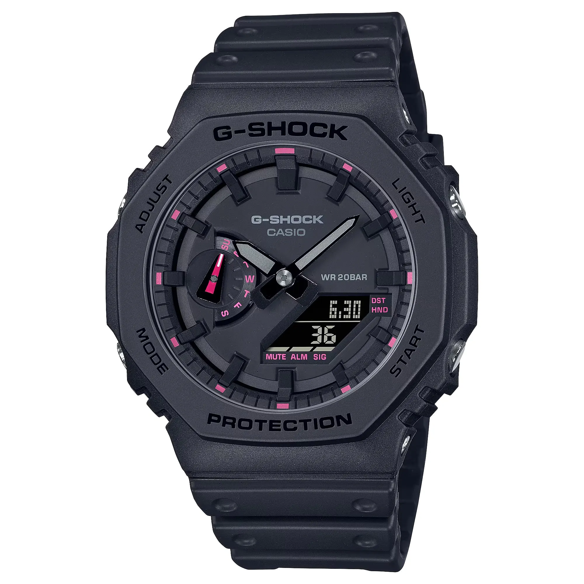 Casio G-Shock CasiOak Pink Black Breast Cancer Watch GA2100P-1A