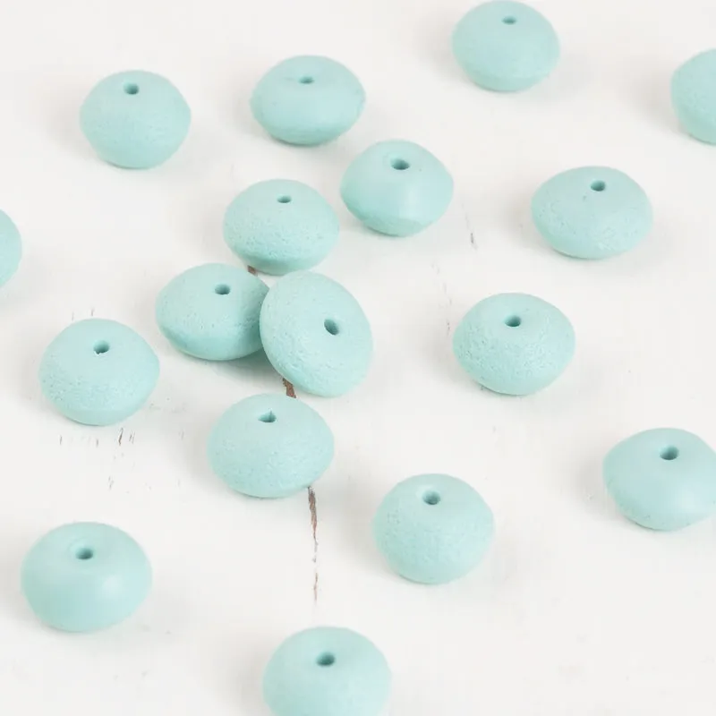 Ceramic Beads-6x9mm Coarse Short Rondelle Bicone-Seafoam Blue-Quantity 5