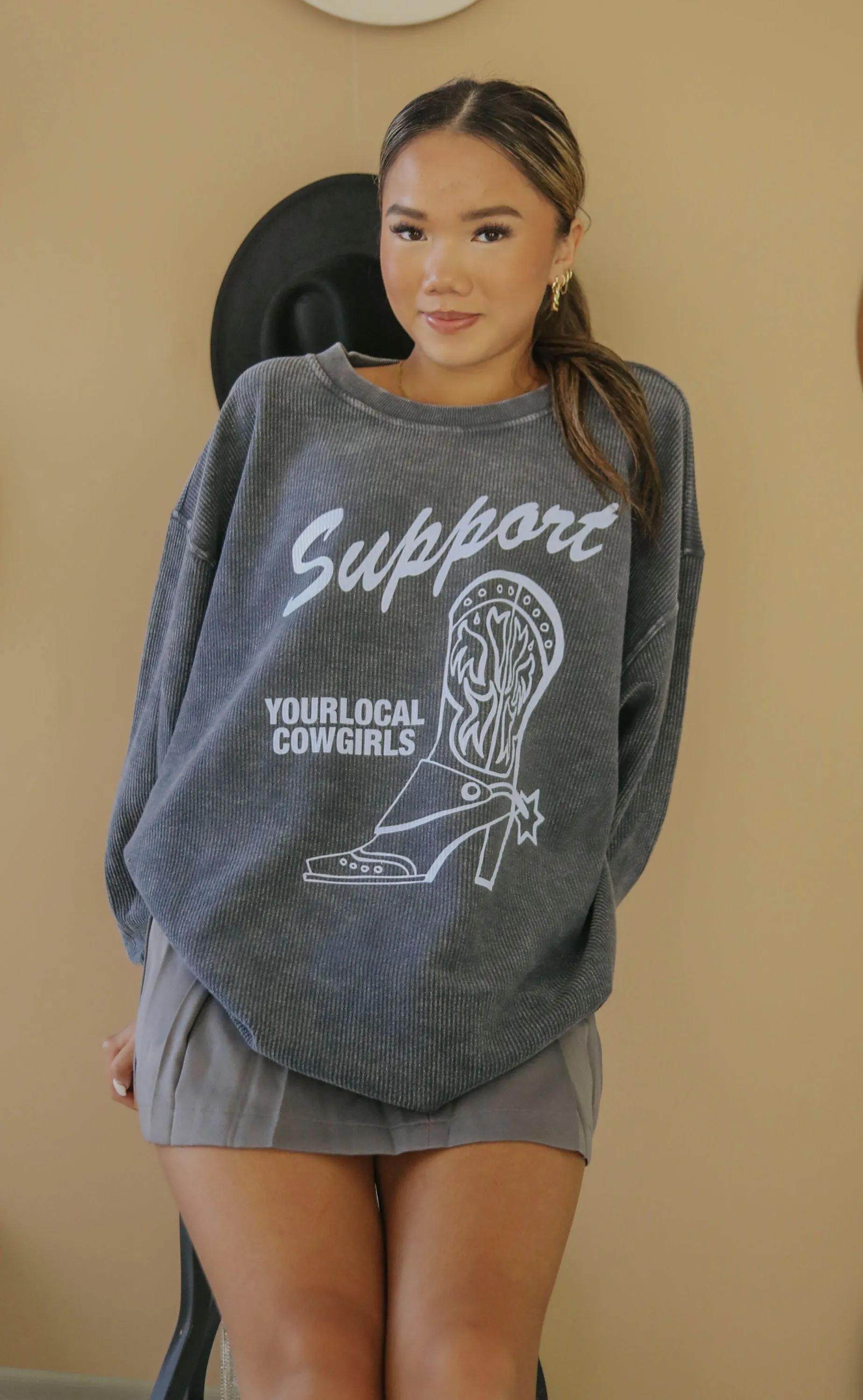 charlie southern: support local cowgirl corded sweatshirt