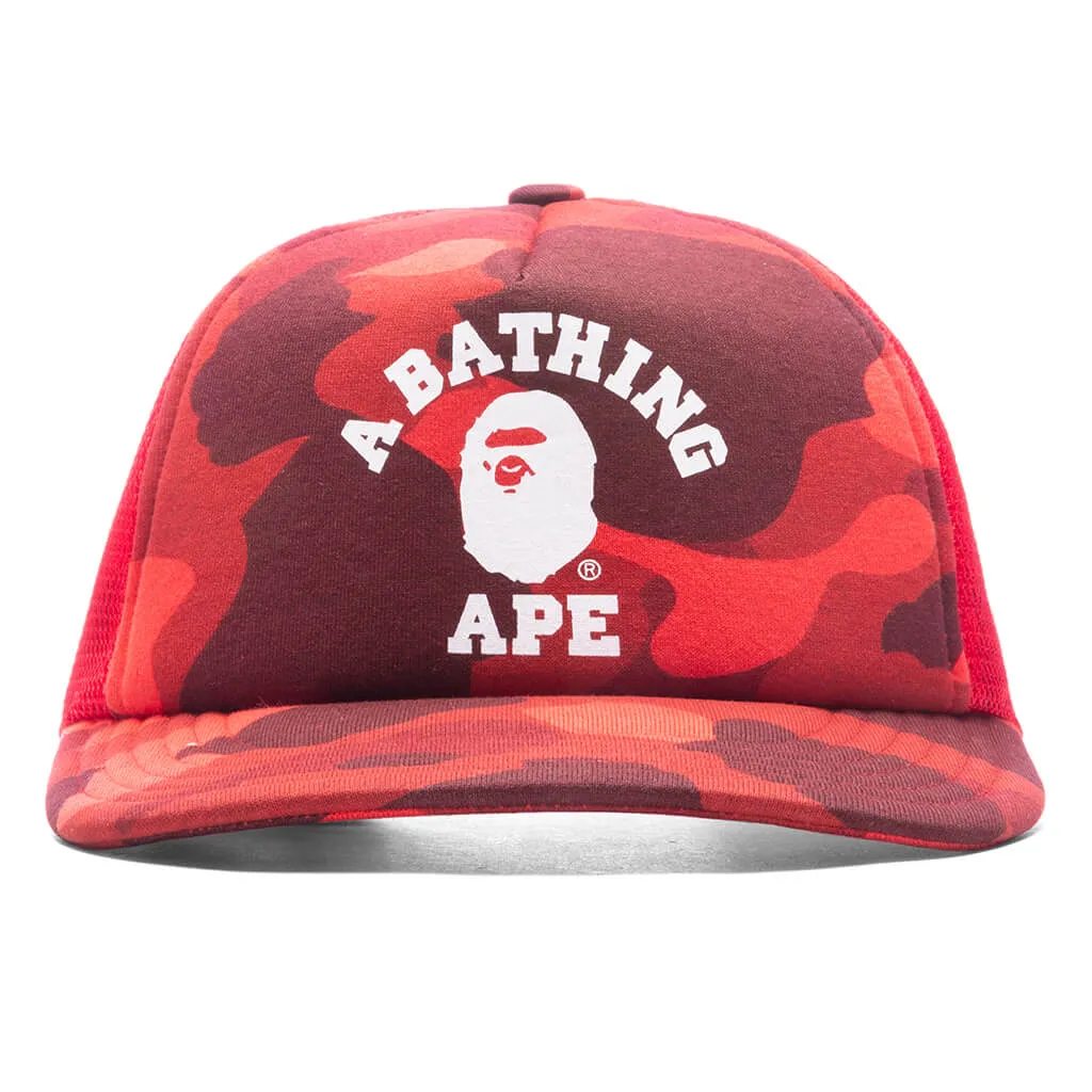 Color Camo College Mesh Cap - Red