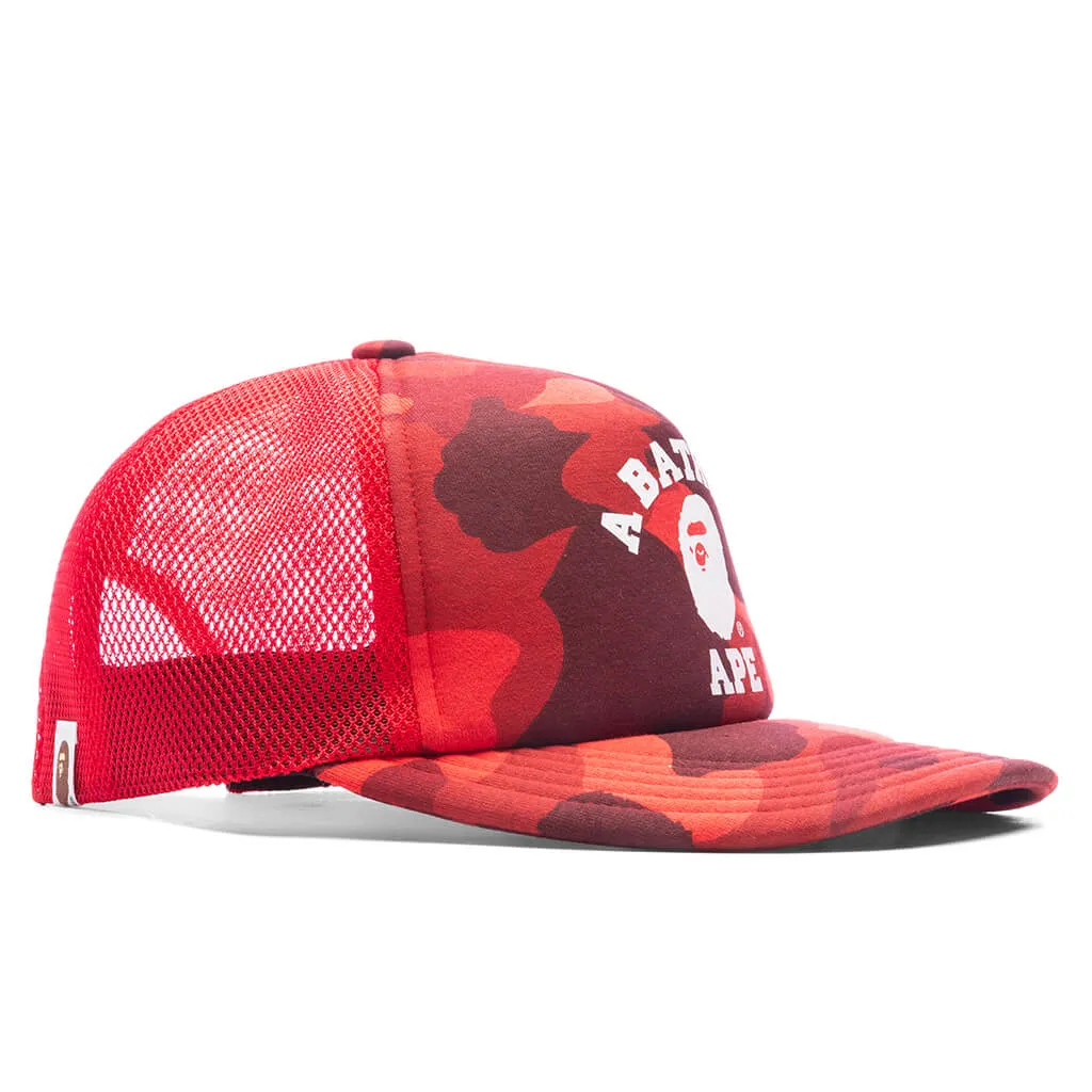 Color Camo College Mesh Cap - Red