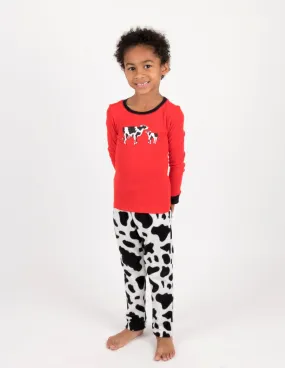 Cotton & Fleece Cow Print Pajamas