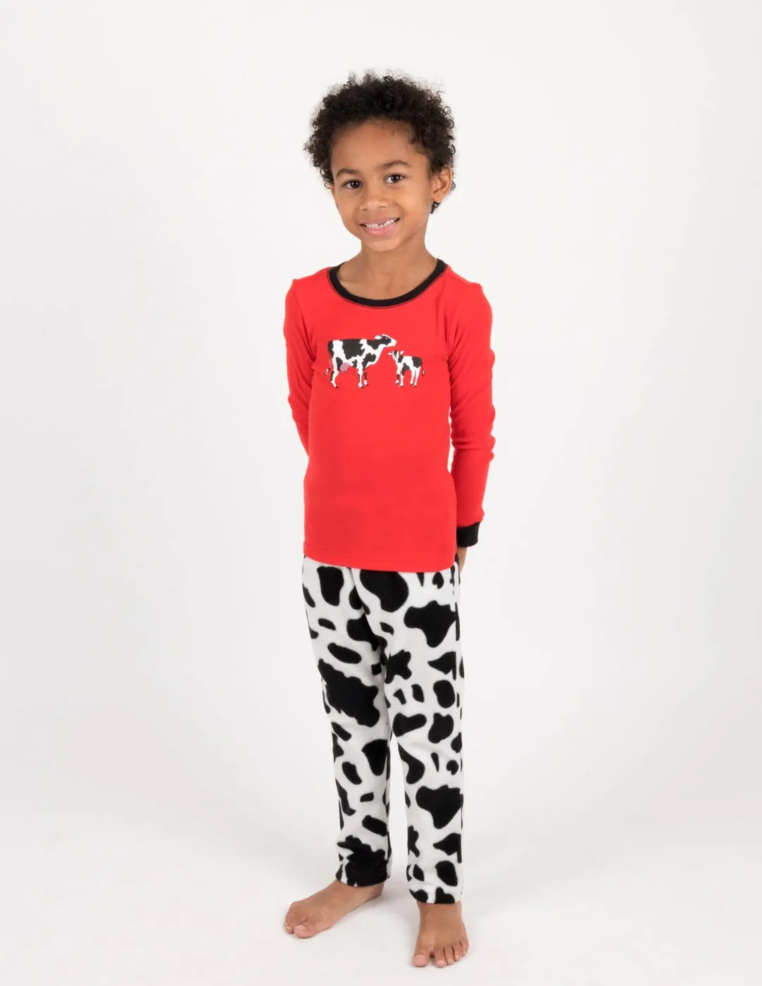 Cotton & Fleece Cow Print Pajamas