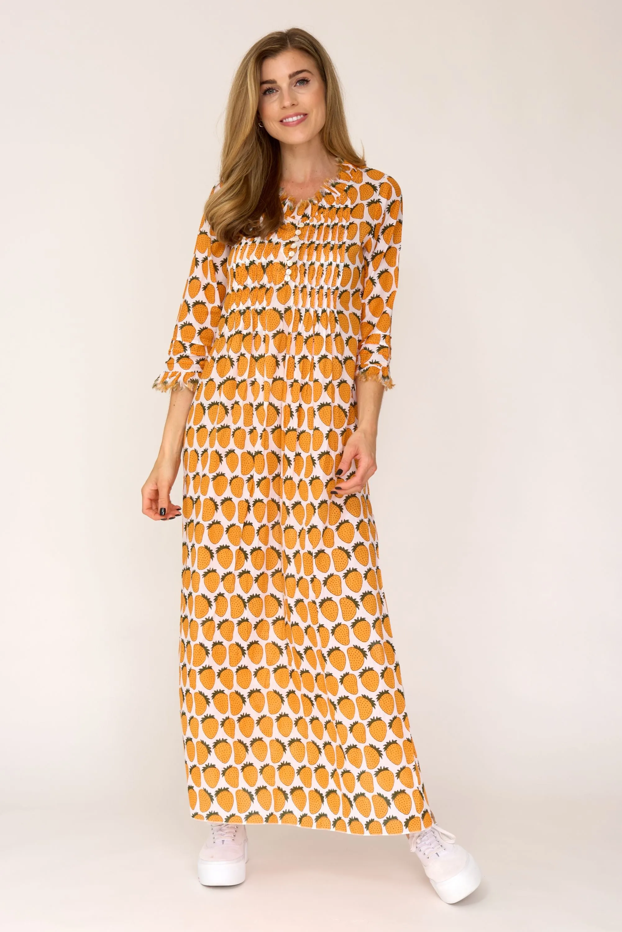 Cotton Annabel Maxi Dress Citrus Strawberry