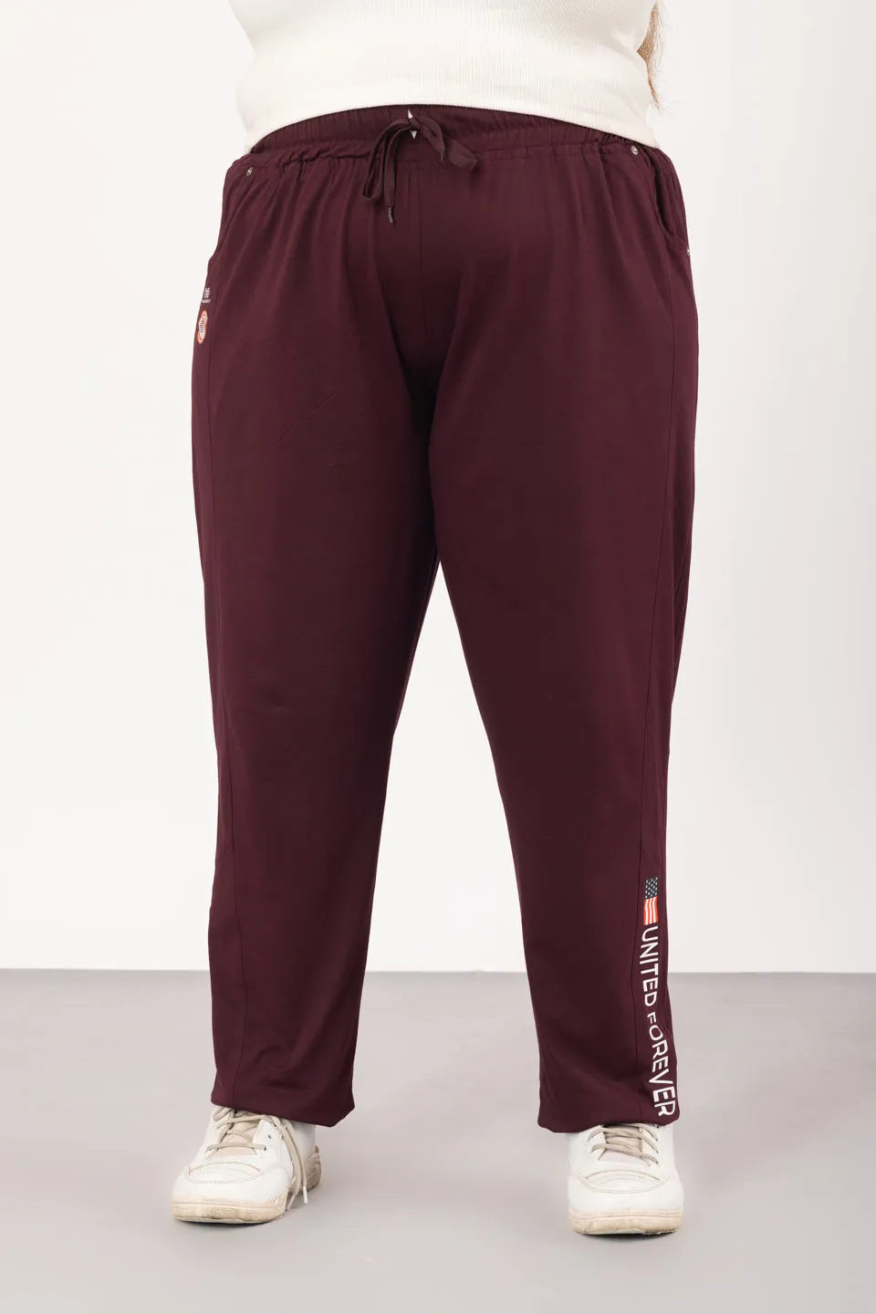 Cotton Regular Fit Lounge Pants For Women - Wine