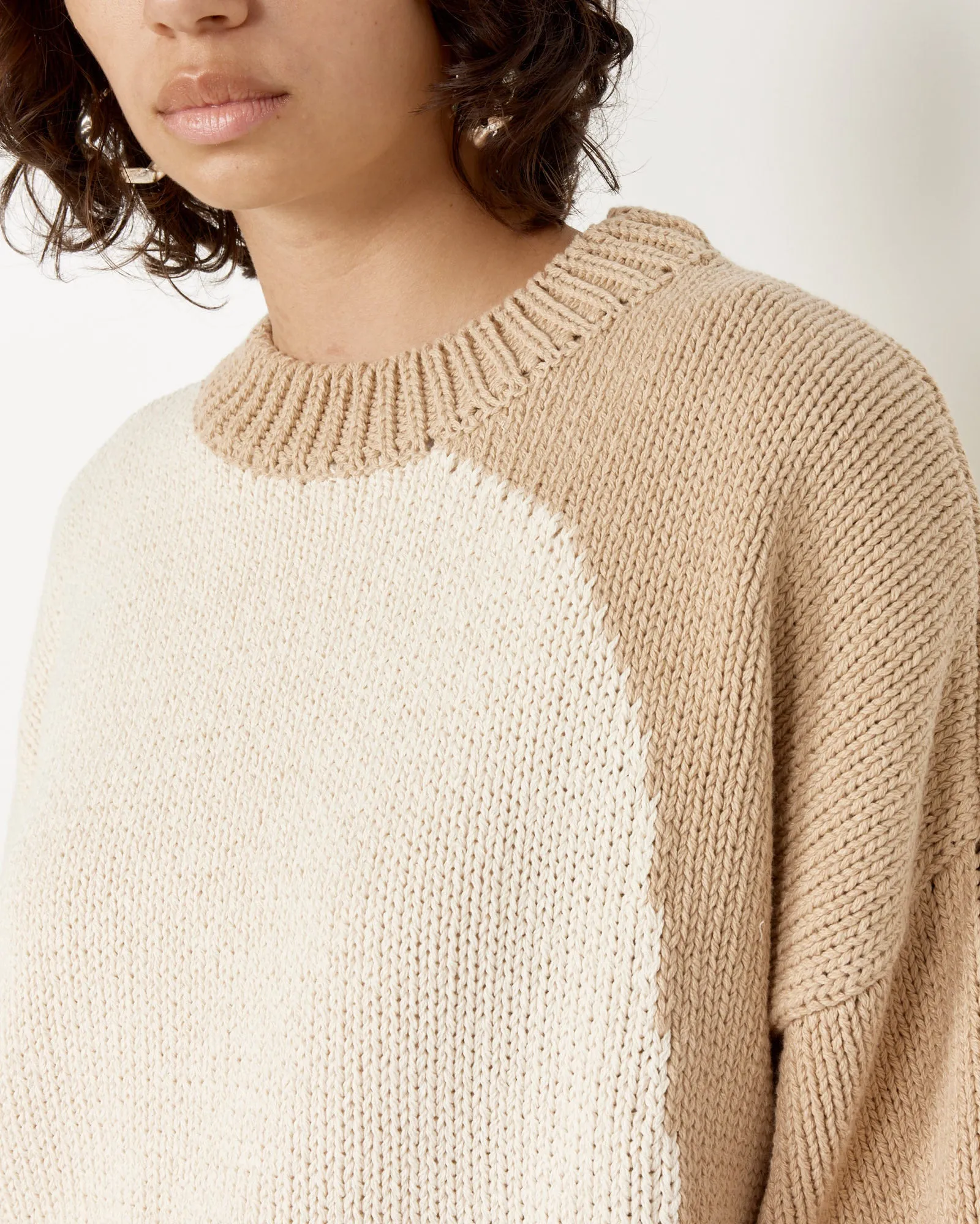 Cotton Sweater in Taupe Bicolor