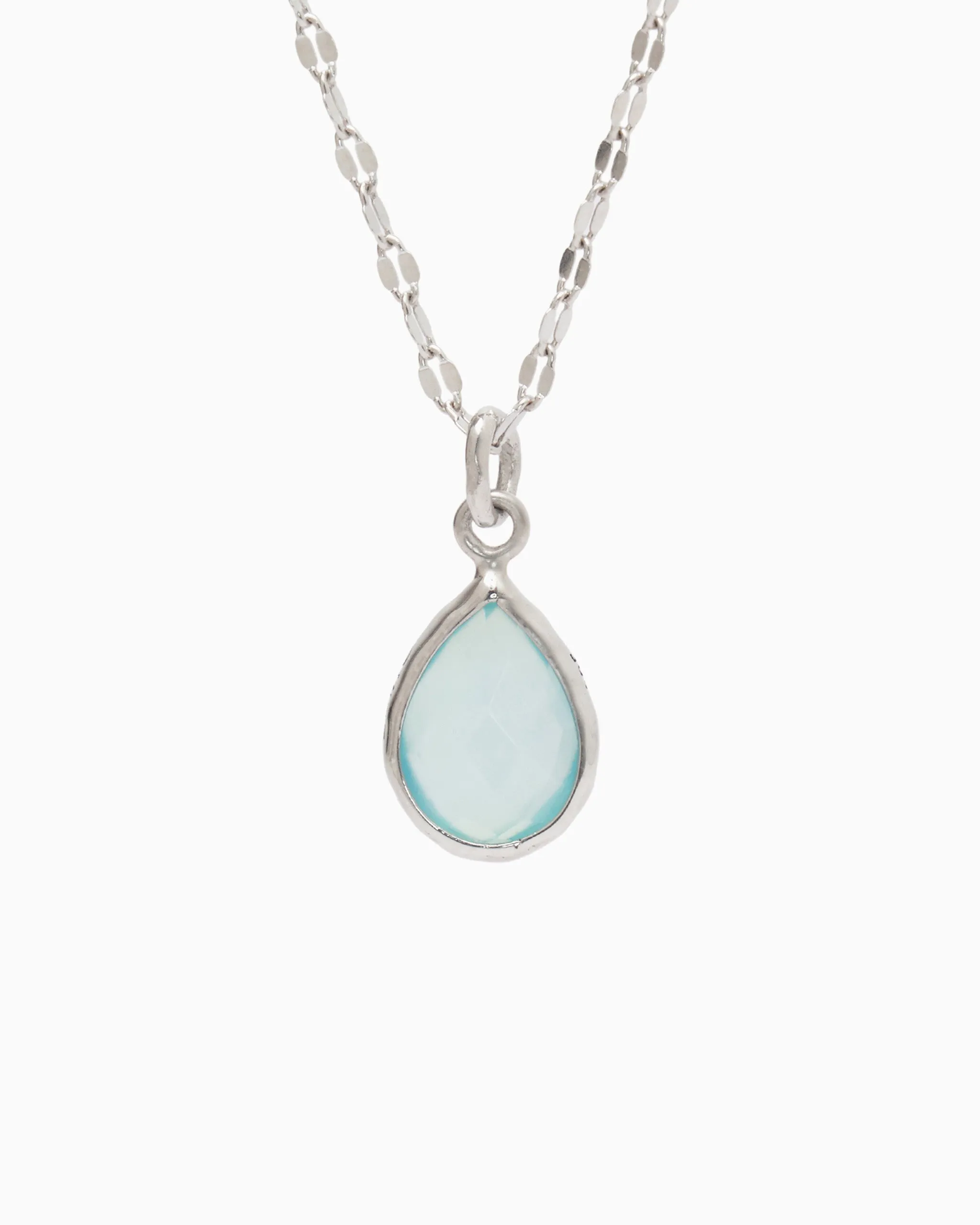 Dewdrop Stone Pendant - Blue Chalcedony