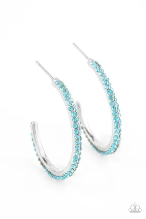 Don't Think Twice Blue Rhinestone Hoop Earrings - Paparazzi Accessories