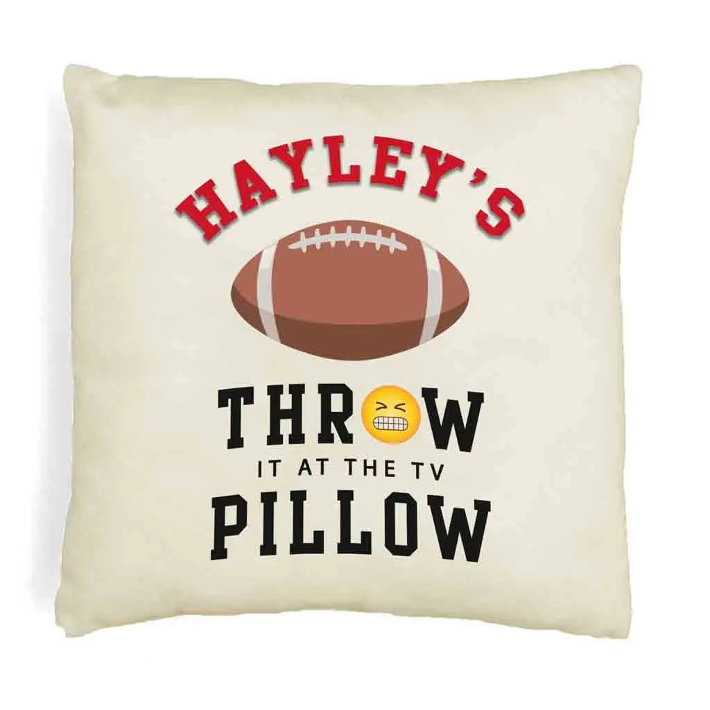 Football Fan Personalized Throw Pillow Cover