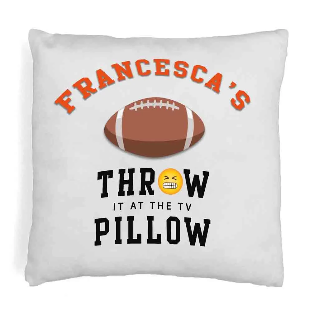 Football Fan Personalized Throw Pillow Cover