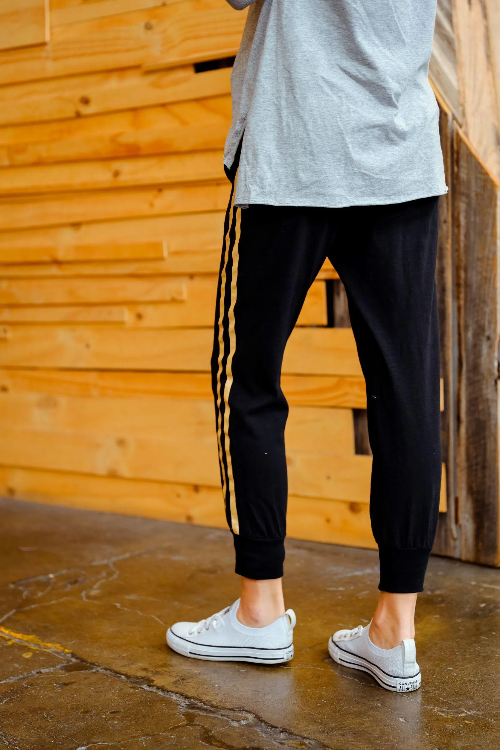 Gabby Superstar Stripe Jogger - Black Gold