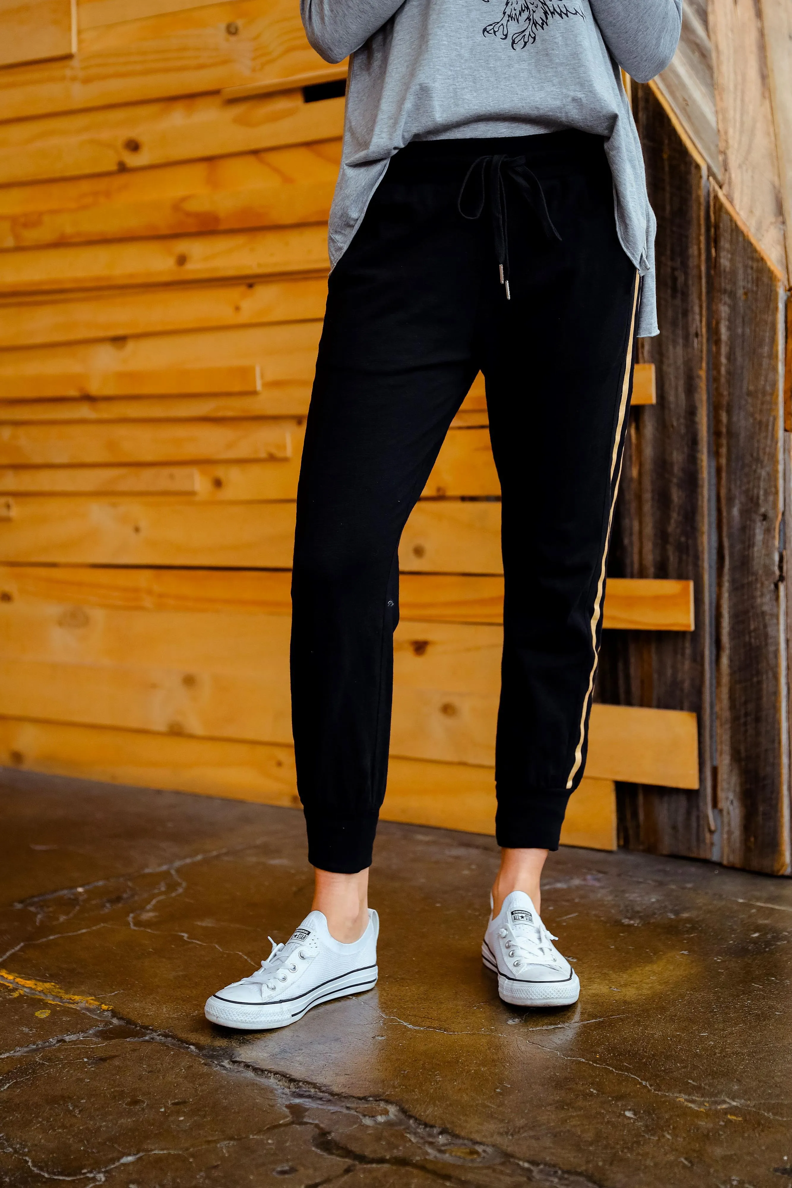 Gabby Superstar Stripe Jogger - Black Gold