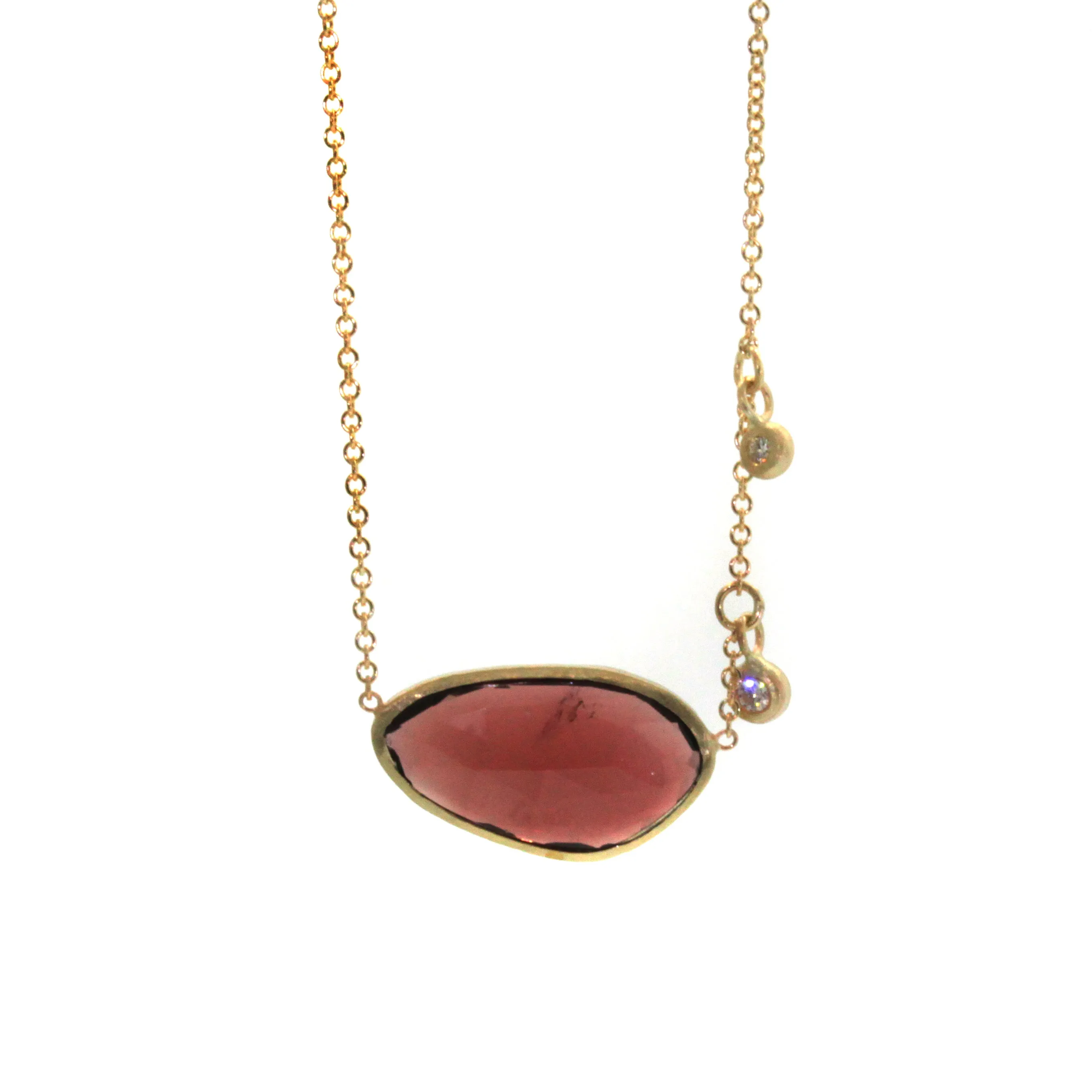 Garnet & Diamond Dangle Necklace