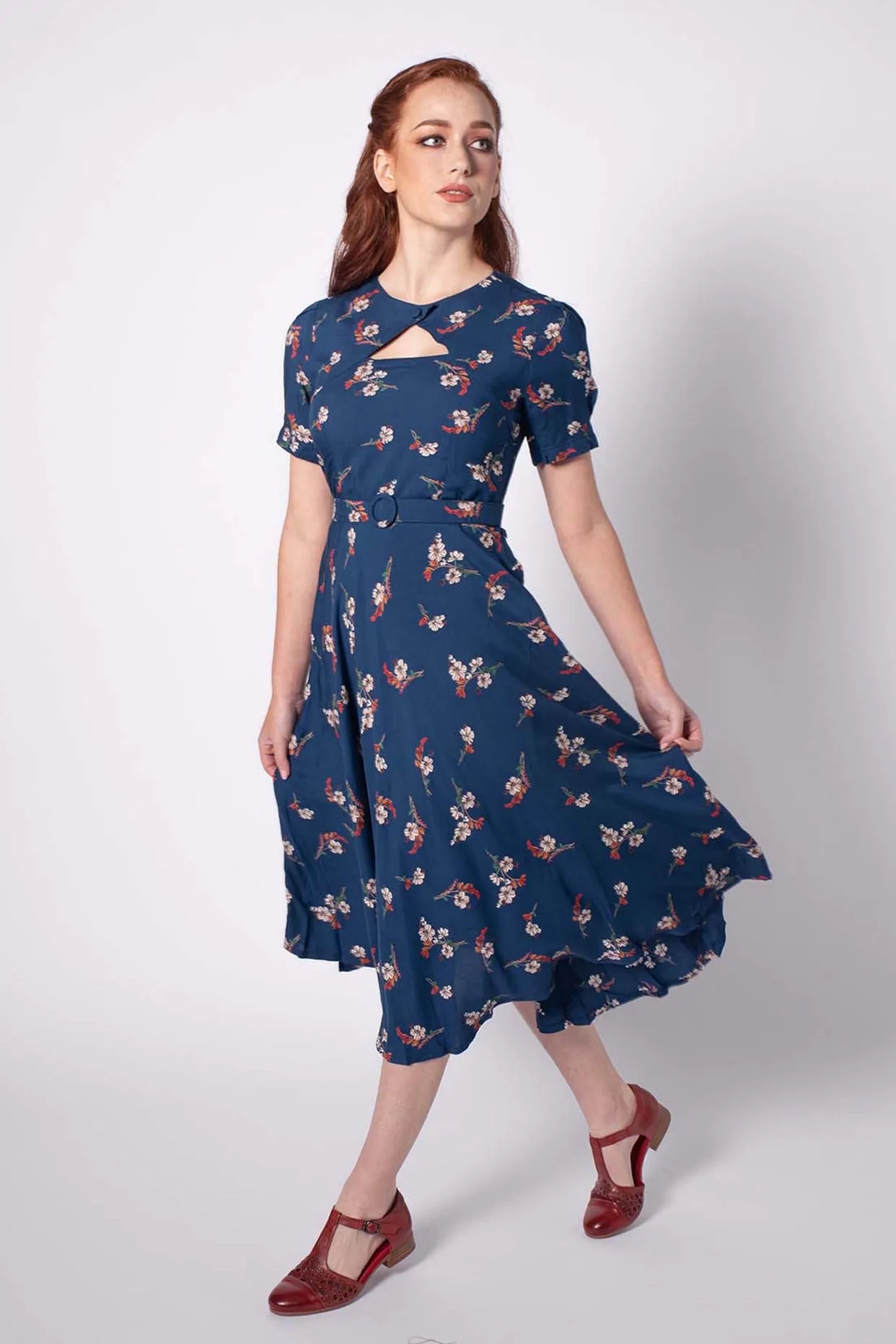 Ginger Teal Cherry Blossom Dress