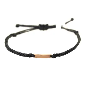 Gold Bar & Gray Macrame Bracelet